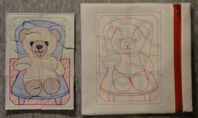 teddy puzzle and pouch