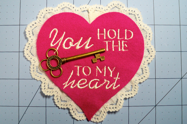 Free Key to My Heart Embroidery Design Project